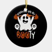 Arbeiten an meinem Hintern Halloween Ghost Pun Wei Keramik Ornament (Vorne)
