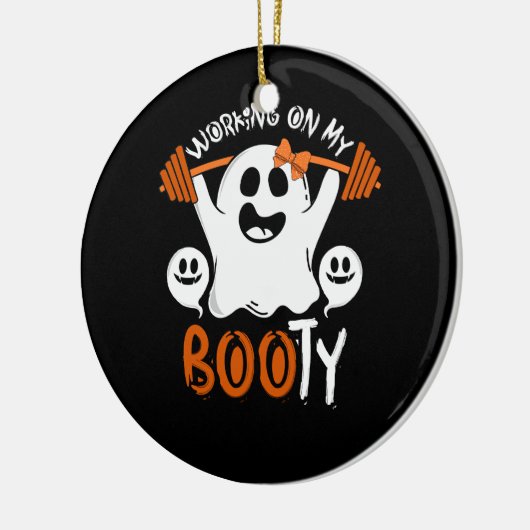 Arbeiten an meinem Hintern Halloween Ghost Pun Wei Keramik Ornament (Links)