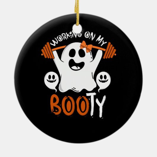 Arbeiten an meinem Hintern Halloween Ghost Pun Wei Keramik Ornament (Hinten)