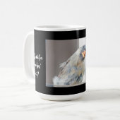 Arbeiten an meinem morgendlichen Kaffee, lustiger  Kaffeetasse (Vorderseite Links)