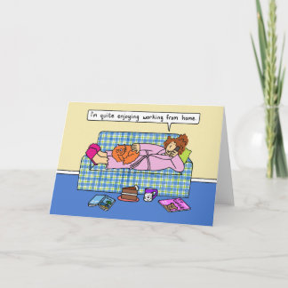 Arbeiten aus Zuhause Covid 19 Cartoon zur Selbstis Karte