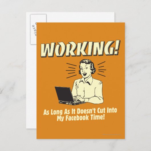 Arbeiten: Cut to Facebook Time Postkarte (Vorne/Hinten)