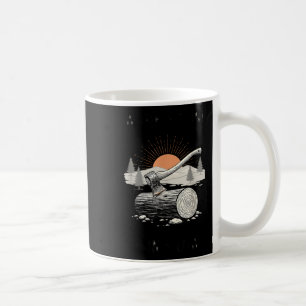 Arbeiten Fertig Sonnen Niedrig Retro Holzfäller Ax Kaffeetasse