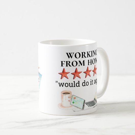 Arbeiten mit Zuhause 5 Star Rating Funny Kaffeetasse (VorderseiteRechts)