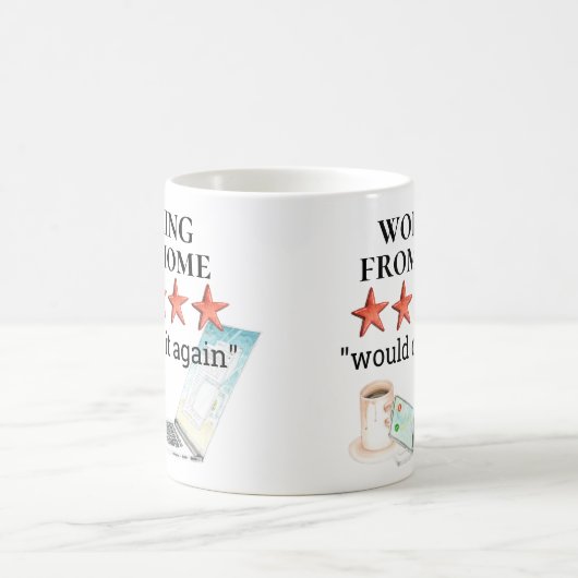 Arbeiten mit Zuhause 5 Star Rating Funny Kaffeetasse (Mittel)