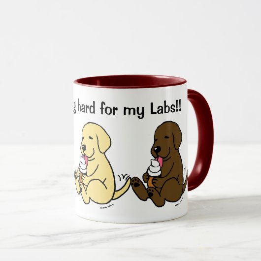 Arbeiten Sie hart für meine Labrador!! Drei Labrad Tasse (VorderseiteRechts)