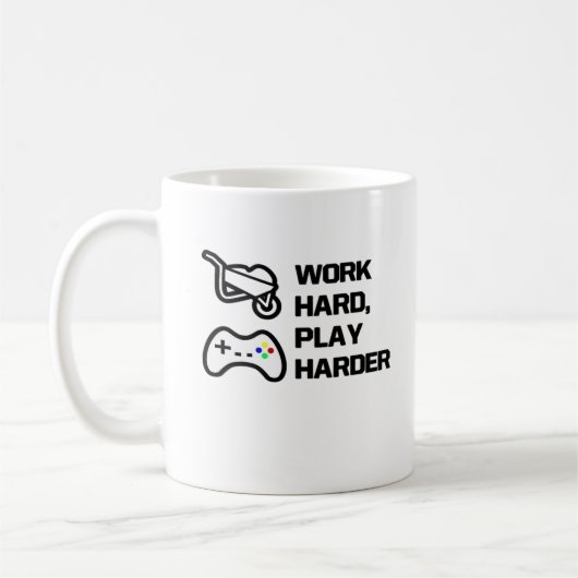 Arbeiten Sie hart, spielen Sie so hart Statement D Kaffeetasse (Links)