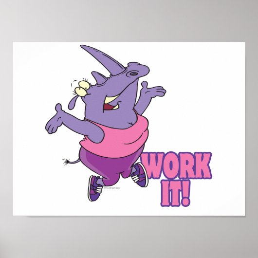 Arbeiten Sie lustige Fitness Workout Rhino Poster (Vorne)
