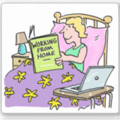 Arbeiten von Zuhause. Mädchen arbeitete von ihrem  Aufkleber (Vorderseite)