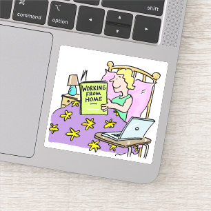 Arbeiten von Zuhause. Mädchen arbeitete von ihrem  Aufkleber