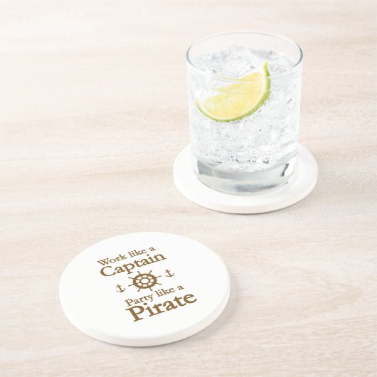 Arbeiten wie ein Captain-Party wie ein Pirat Sandstein Untersetzer (Seite)