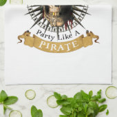 Arbeiten wie ein Captain-Party wie eine Piratenpup Geschirrtuch (Gefaltet)