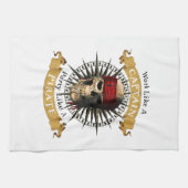 Arbeiten wie ein Captain-Party wie eine Piratenpup Geschirrtuch (Horizontal)