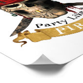 Arbeiten wie ein Captain-Party wie eine Piratenpup Poster (Ecke)