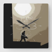 Arbeiter am frühen Morgen Quadratische Wanduhr (Vorderseite)