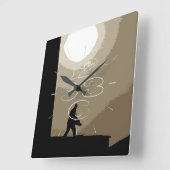 Arbeiter am frühen Morgen Quadratische Wanduhr (Winkel)