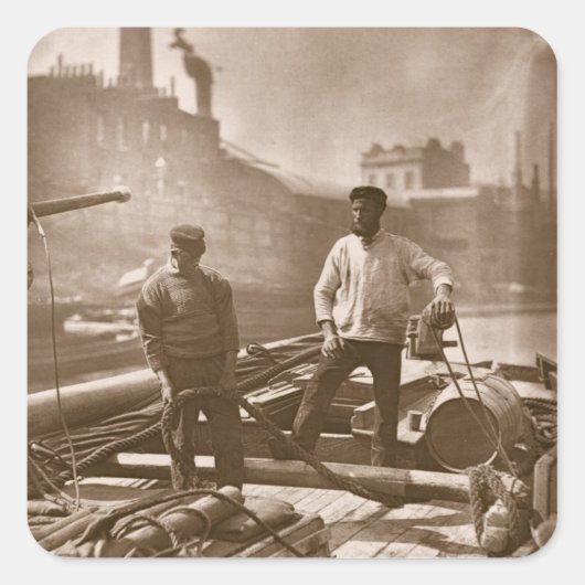 Arbeiter auf der "Silent Highway", aus "Street Lif Quadratischer Aufkleber (Vorderseite)