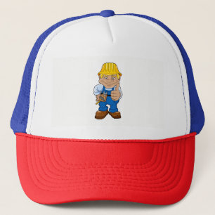 Arbeiter mit Schutzhelm Truckerkappe