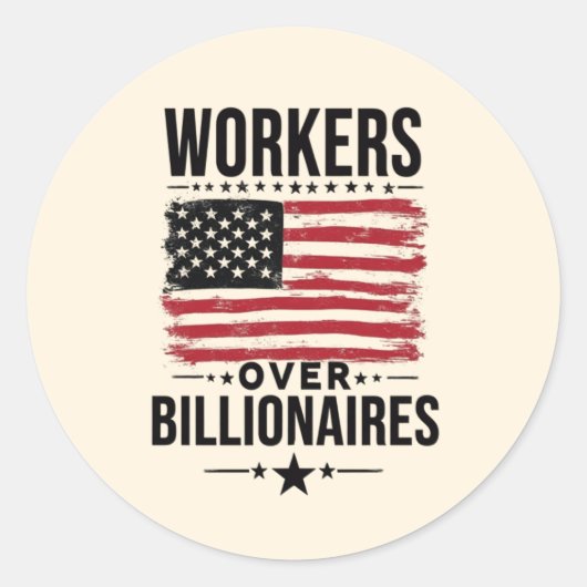 Arbeiter über Billionaires US-Flagge Runder Aufkleber (Vorderseite)