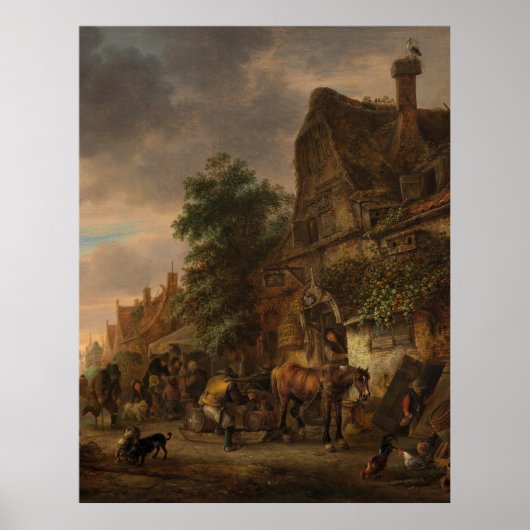 Arbeiter vor einem Gasthaus durch Isack van Ostade Poster (Vorne)