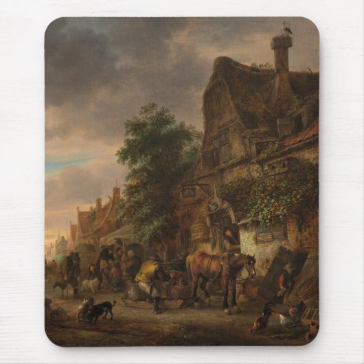 Arbeiter vor einem Gasthaus Mousepad (Vorne)
