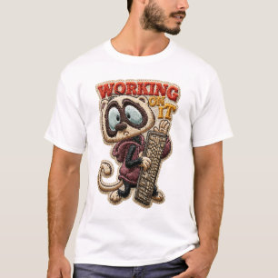 Arbeitet Daran Lustiger Waschbär-Tastatur Bestickt T-Shirt