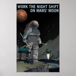 ARBEITET DIE NACHT-UMSCHALTTASTE FÜR MARS MOON NAS POSTER