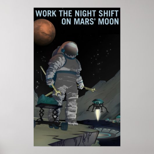 ARBEITET DIE NACHT-UMSCHALTTASTE FÜR MARS MOON NAS POSTER (Vorne)