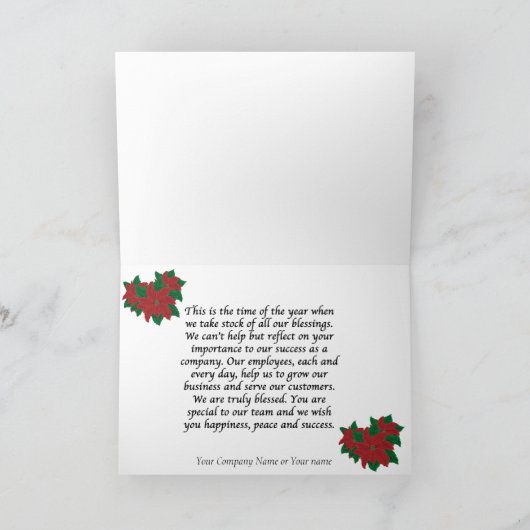 Arbeitgeber zur Angestellt-frohe Feiertage Karte (Innenseite)