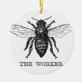 Arbeitnehmer Bee Schwarz-weiß Hummel Vintag Keramikornament (Vorne)