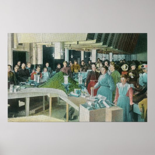 Arbeitnehmer, die Saatgutanfälle in der Pflanze ve Poster (Vorne)