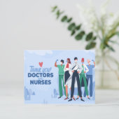 ARBEITNEHMER IM BEREICH GESUNDHEITSVERSORGUNG POSTKARTE (Stehend Vorderseite)