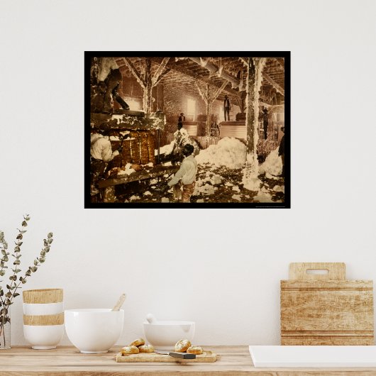 Arbeitnehmer innerhalb des Baumwollgins in Dahomey Poster (Küche)