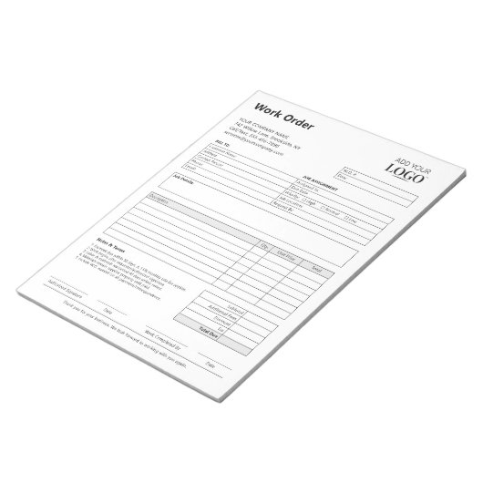 Arbeitsauftrag | Logo des Unternehmens "Aus dem Ge Notizblock (angewinkelt)