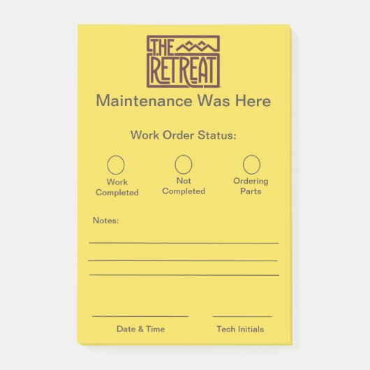 Arbeitsauftrag-Slips Post-it Klebezettel (Vorderseite)