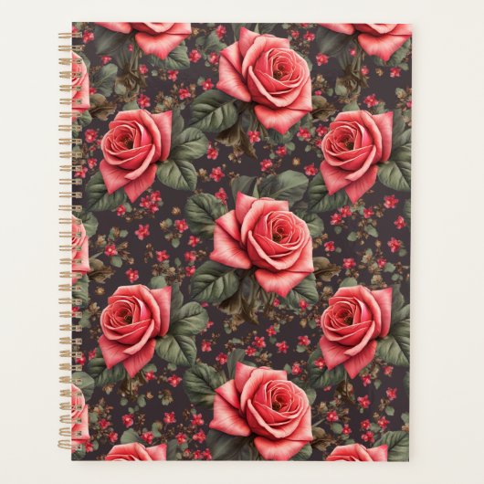 Arbeitsbuch mit schönem Rose-Muster Planer (Vorderseite)