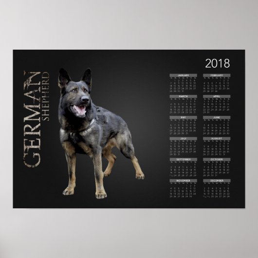 Arbeitsdeutscher Schäferhund - GSD-Kalender 2018 Poster (Vorne)