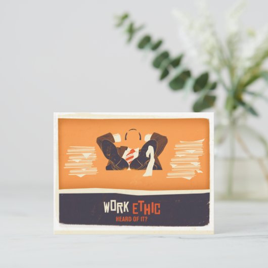 Arbeitsethik Postkarte (Stehend Vorderseite)