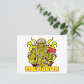Arbeitsfeuerwehrmann Postkarte (Stehend Vorderseite)