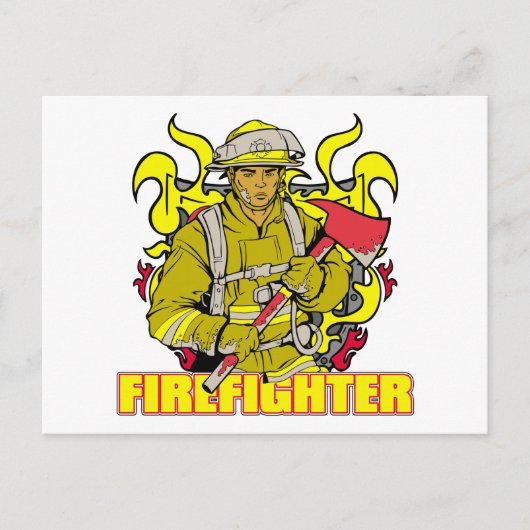 Arbeitsfeuerwehrmann Postkarte (Vorderseite)