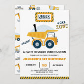 Arbeitsgebiet LKW im Bau Geburtstag Einladung (Vorne/Hinten)