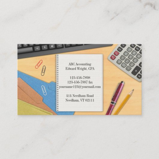 Arbeitskarte des Rechnungsbüros Visitenkarte (Vorderseite)