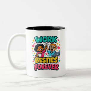 Arbeitskollegen-Beste-Freundin-Personalisierter Zw Zweifarbige Tasse