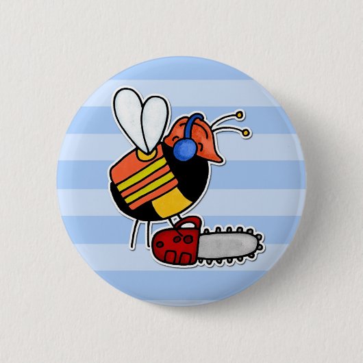 Arbeitskraftbiene - Holzfäller Button (Vorderseite)