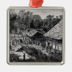Arbeitskräfte auf einer Kaffeeplantage Silbernes Ornament