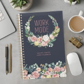 Arbeitsmodus Navy Blau Floral Personalisiert Planer