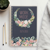 Arbeitsmodus Navy Blau Floral Personalisiert Planer