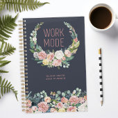 Arbeitsmodus Navy Blau Floral Personalisiert Planer