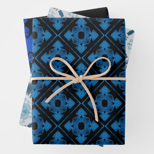 ARBEITSPAPIER - 3 SCHUHE BLAU GESCHENKPAPIER SET (Beispiel)