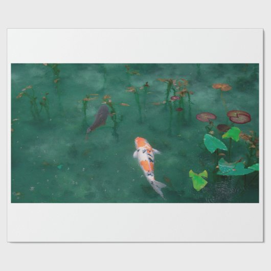 ARBEITSPAPIER: JAPANESE WOODBLOCK : KOI GESCHENKPAPIER (Flach)